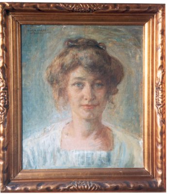 Hugo Larsens portræt af en ung kvinde. St Thomas 1905