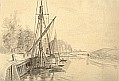 Hugo Larsen: Ships at a Canal. Click to see a larger reproduction