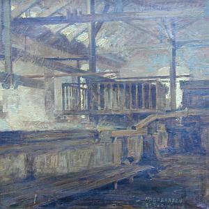 Hugo Larsen: Billede af interir fra en sukkerfabrik, St. Croix 1905