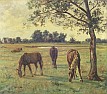Heste og køer på marken, 1921