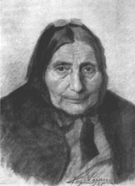 Kultegning af Hugo Larsens mormor, Marie Magdalene Bjørneboe, g. Strip