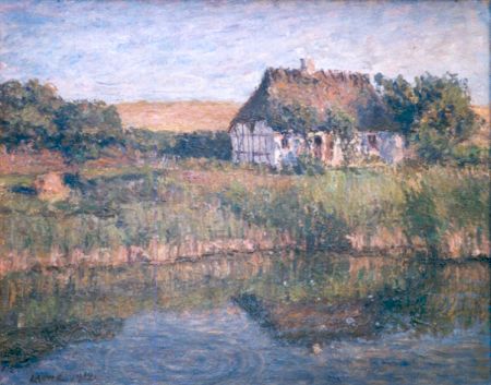 Lauritz Howe: Landskab med s� og hus