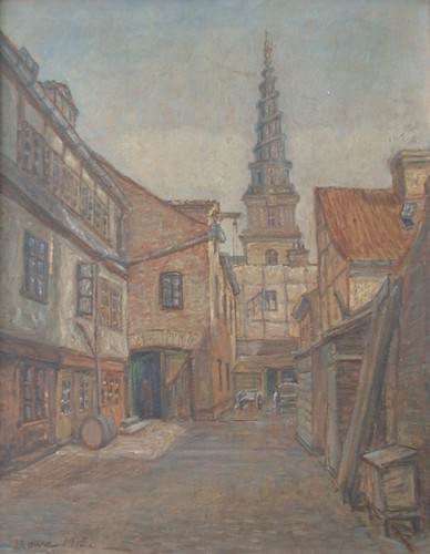 Lauritz Howe: Fra Christianshavn mod Frelsers Kirke, 1915